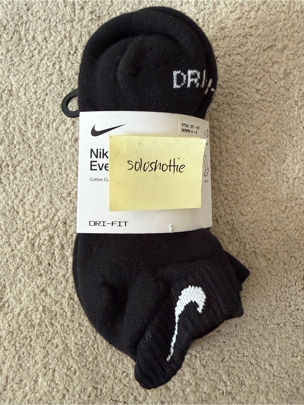 NWT! Nike Dri-FIT Low Cut Socks Black Size S